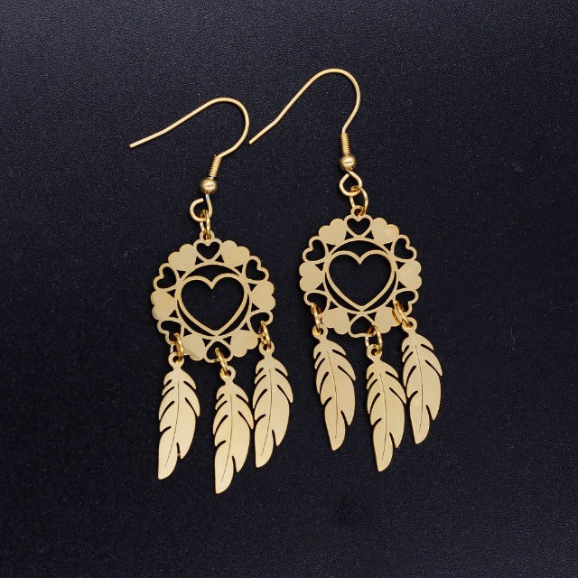 Aretes Corazón Atrapasueños oro
