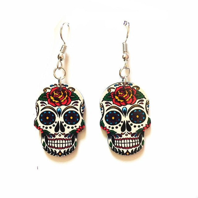 Aretes Calavera Mexicana blanco