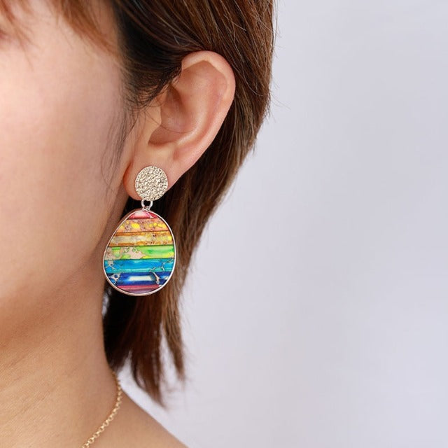 Aretes Colgantes de 7 Chakras para Mujer