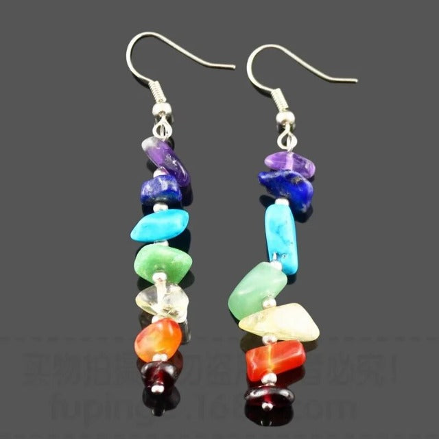 Aretes 7 Chakras con Piedra Natural