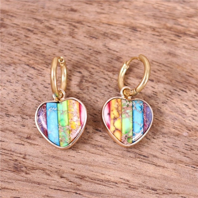 Aretes 7 Chakras con Piedras para Mujer