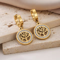 Aretes Colgantes Árbol de la Vida para Mujer en Oro