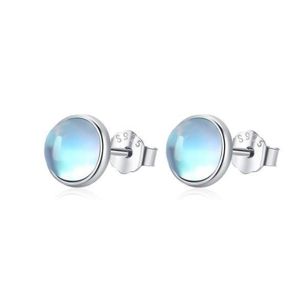 Aretes de Plata para Mujer con Piedra de Luna, tipo Clavo