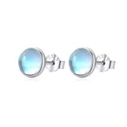 Aretes de Plata para Mujer con Piedra de Luna, tipo Clavo
