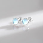 Aretes de Plata para Mujer con Piedra de Luna, tipo Clavo