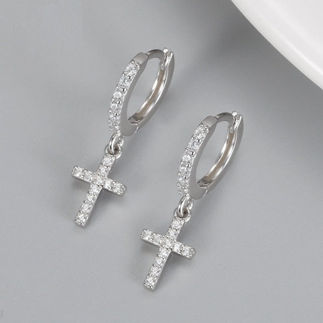 Aretes con Cruz Oro & Plata plata