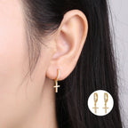 Aretes con Cruz Oro & Plata oro