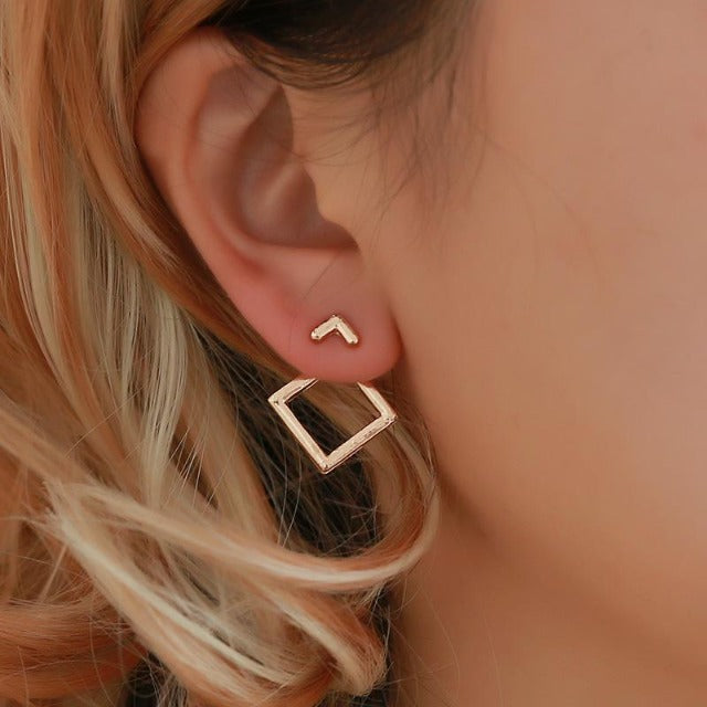Aretes Cuadrados de Oro para Mujer