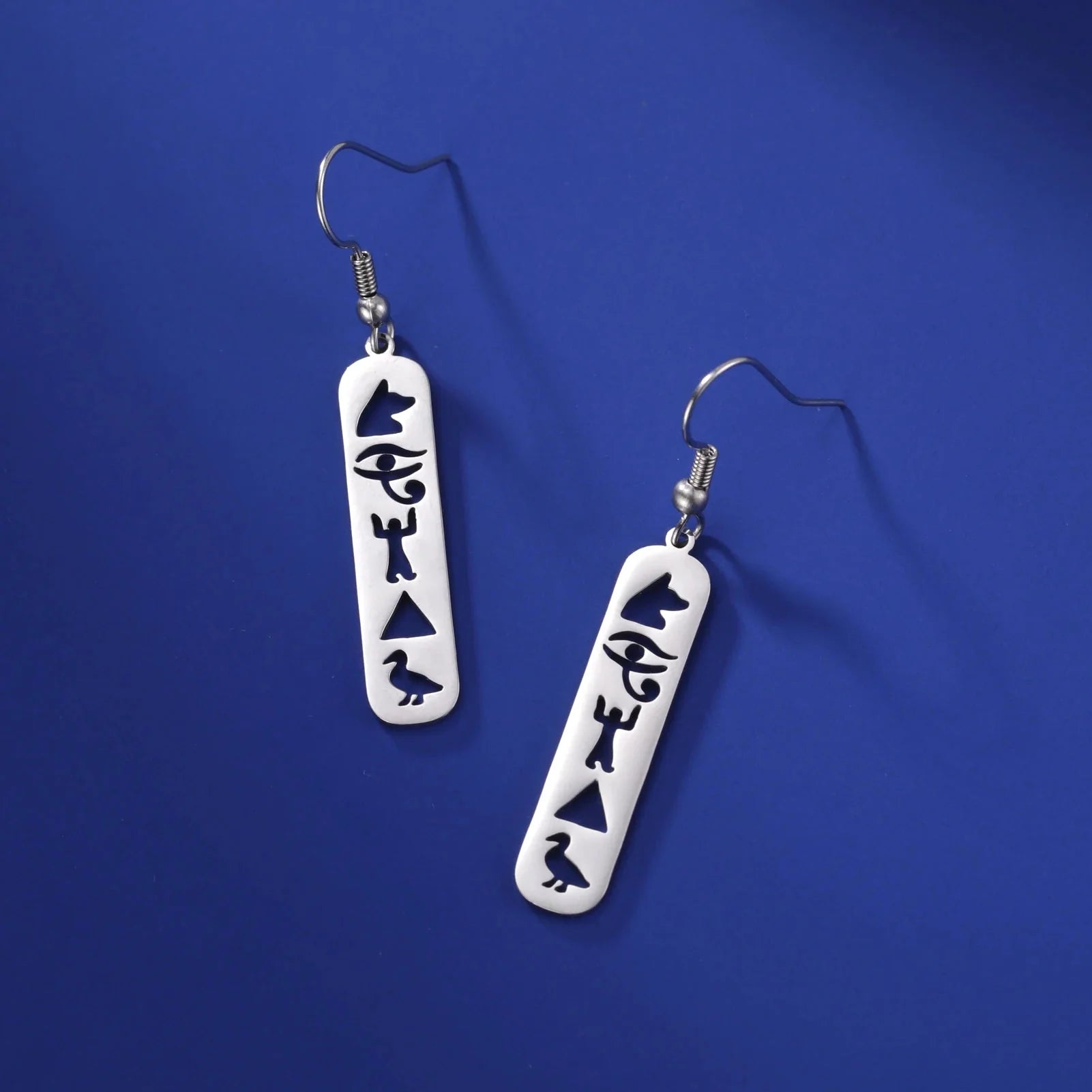 Aretes Cartuchos Jeroglíficos Egipto plata estilo B