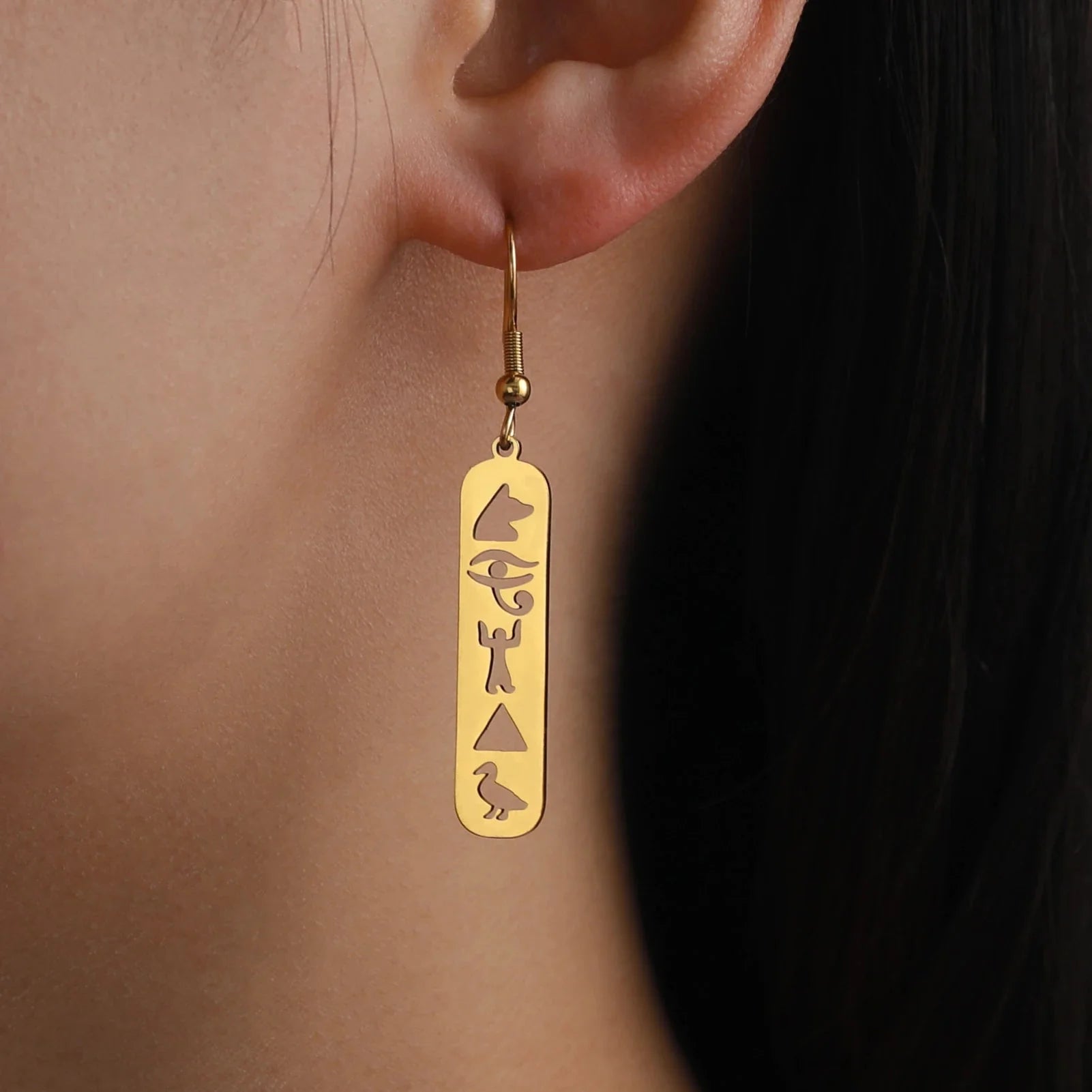 Aretes Cartuchos Jeroglíficos Egipto oro estilo B