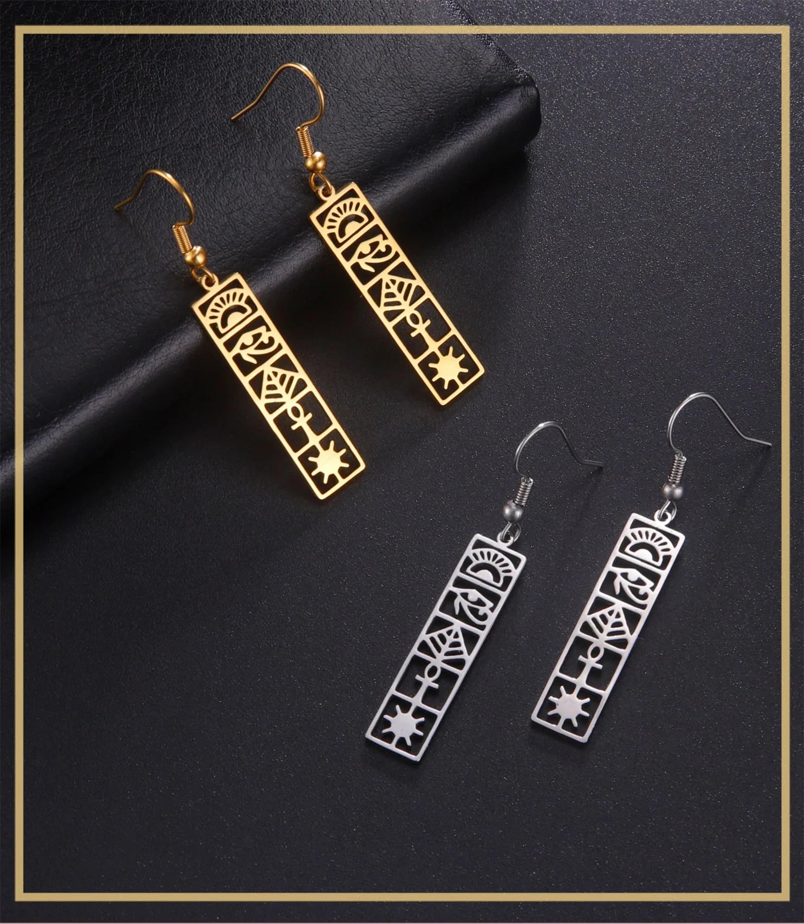 Aretes Cartuchos Jeroglíficos Egipto oro estilo A