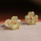 Aretes de Botón con Trébol de 4 Hojas
