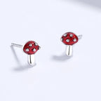 Aretes de botón Champiñón plata