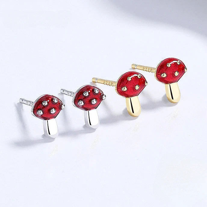 Aretes de botón Champiñón oro