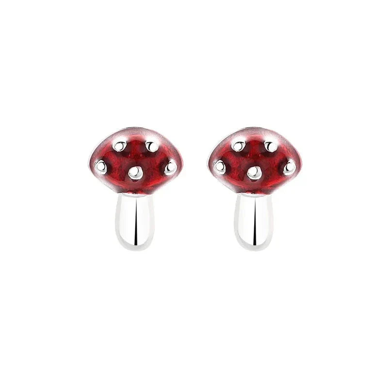 Aretes de botón Champiñón plata