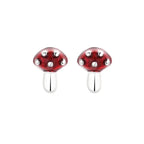 Aretes de botón Champiñón plata