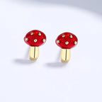 Aretes de botón Champiñón oro