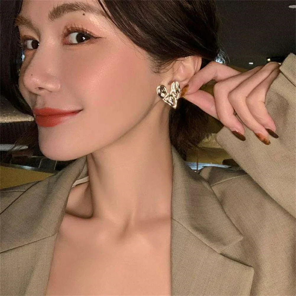 Aretes de Botón Corazón plata