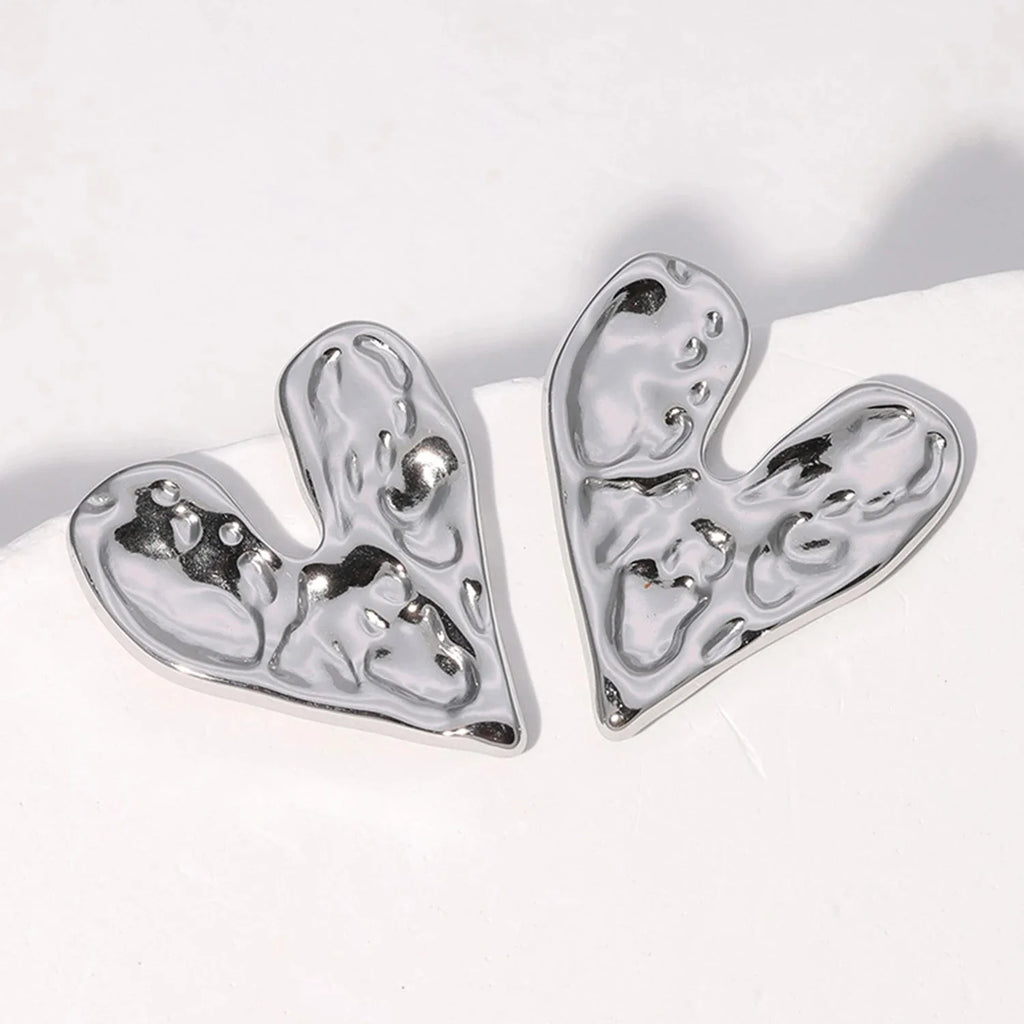 Aretes de Botón Corazón plata