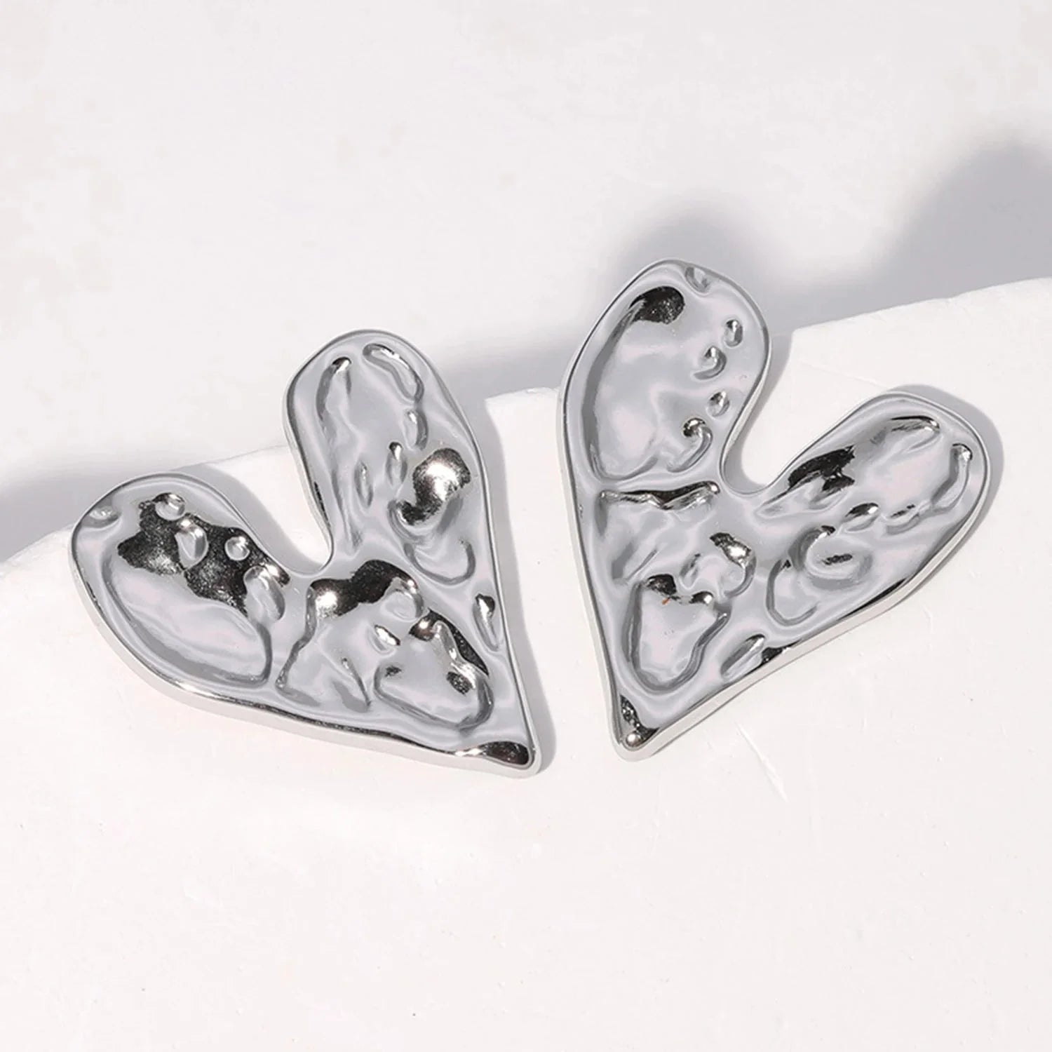 Aretes de Botón Corazón plata