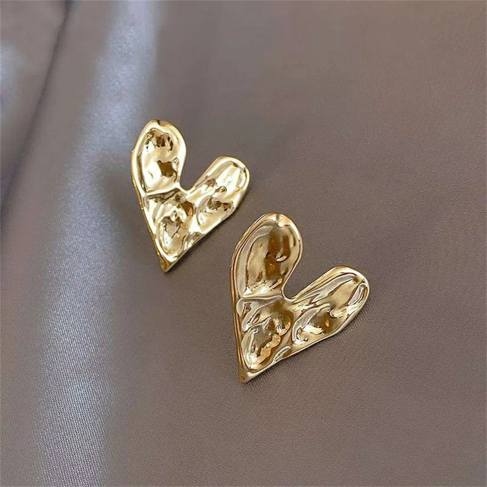 Aretes de Botón Corazón oro