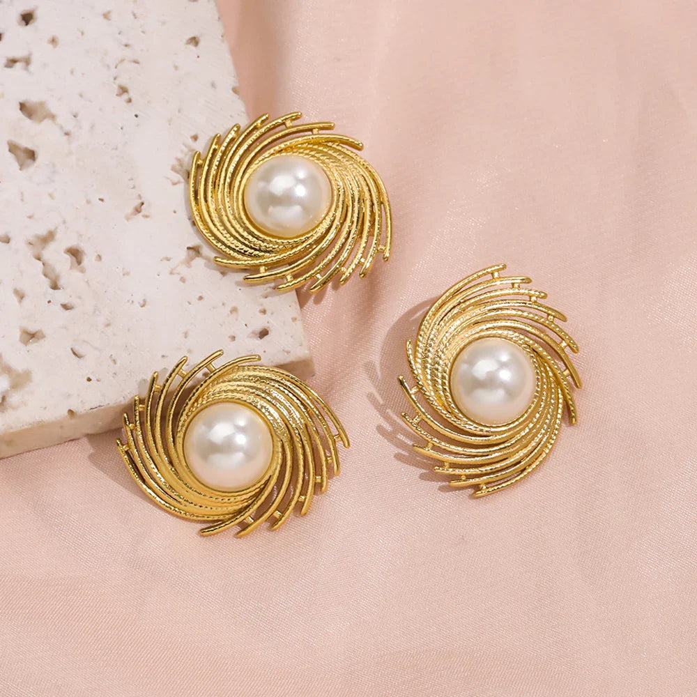 Aretes de Estilo Clavo con Perla