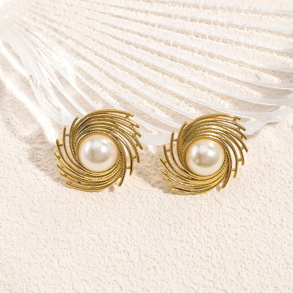 Aretes de Estilo Clavo con Perla