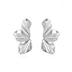 Aretes de botón media flor en plata