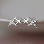 Aretes de Doble Estrella con Circonita en Plata