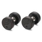 Aretes de botón de madera Yin Yang negro