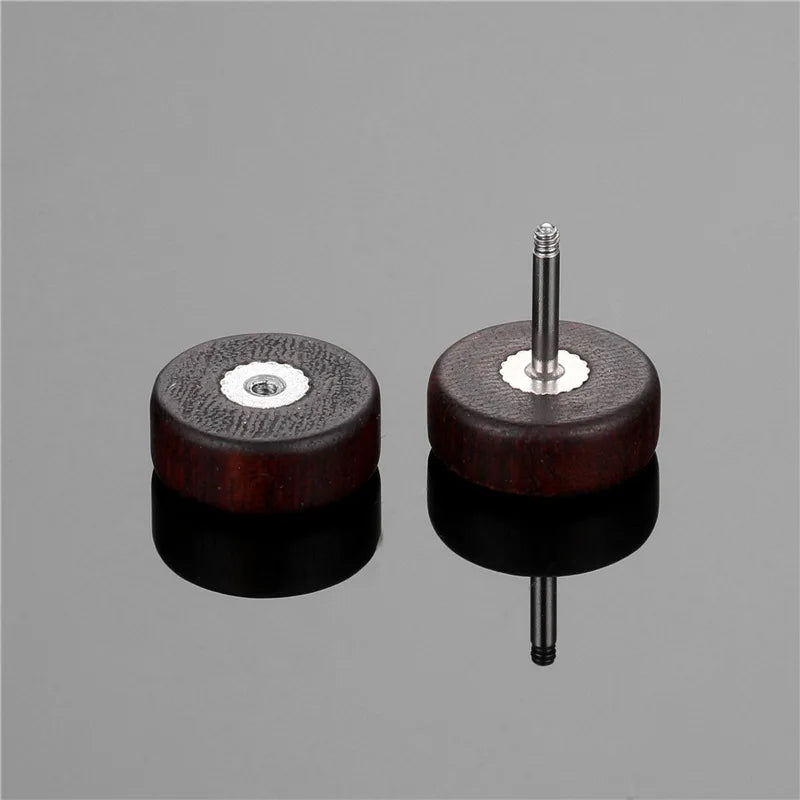 Aretes de botón de madera Yin Yang