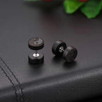 Aretes de botón de madera Yin Yang negro
