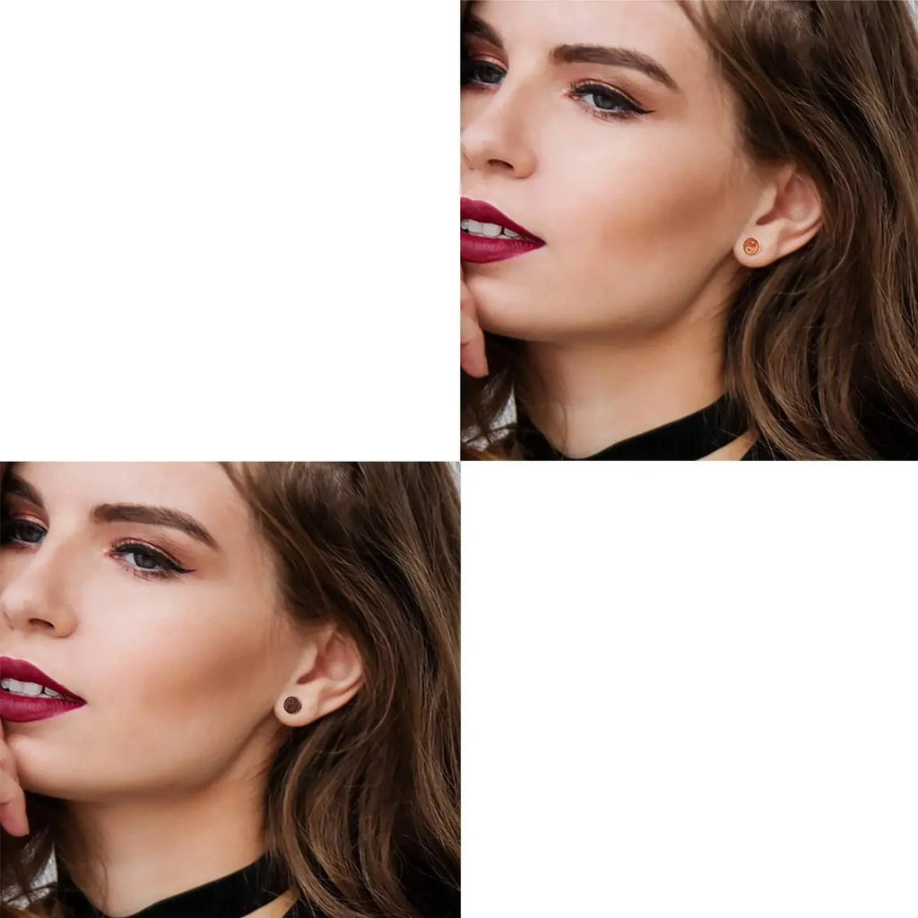 Aretes de botón de madera Yin Yang para mujer