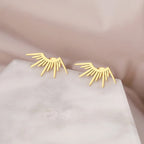 Aretes de botón en media luna Sol oro