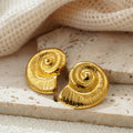 Aretes de Botón con Concha de Caracol para Mujer