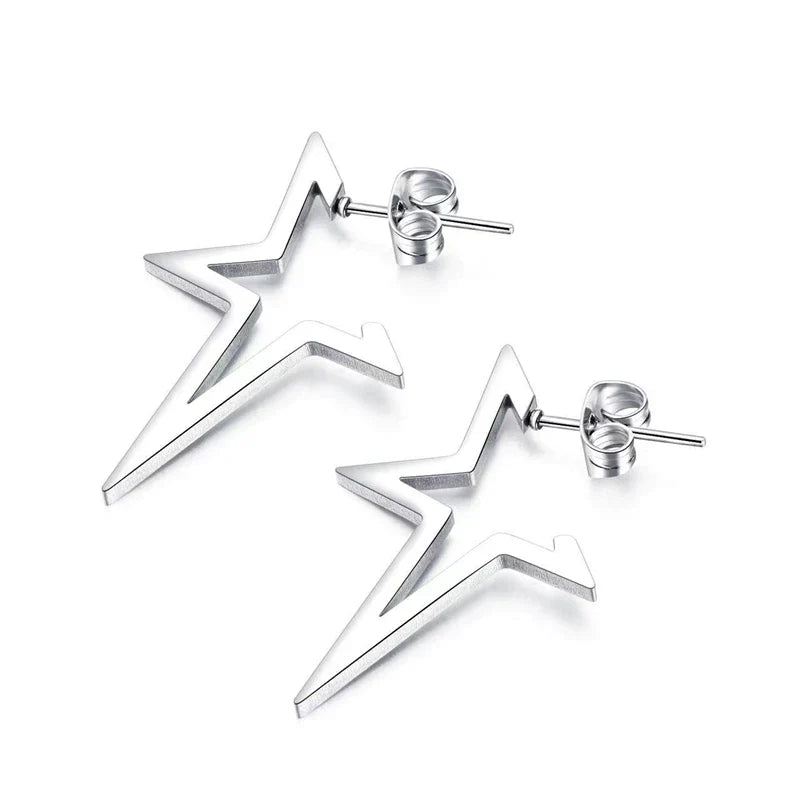 Aretes de Estrella de Clavo Estilo Punk plata