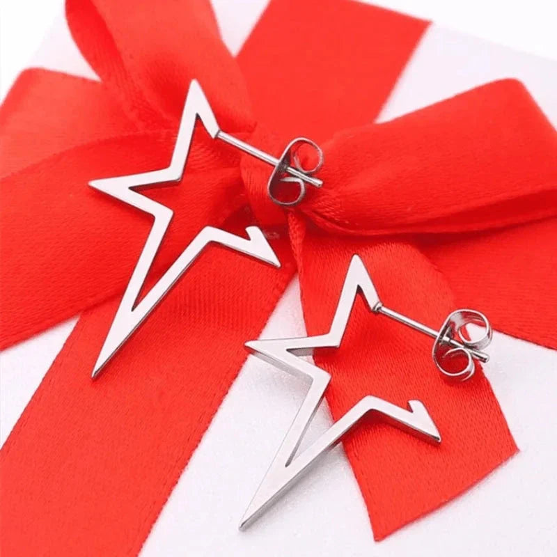Aretes de Estrella de Clavo Estilo Punk plata