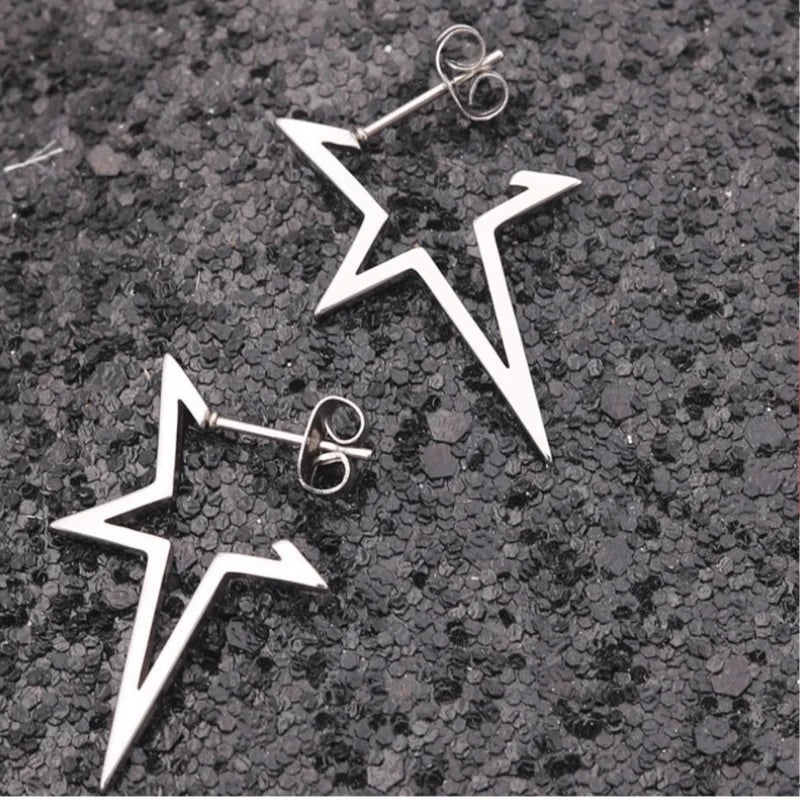 Aretes de Estrella de Clavo Estilo Punk plata