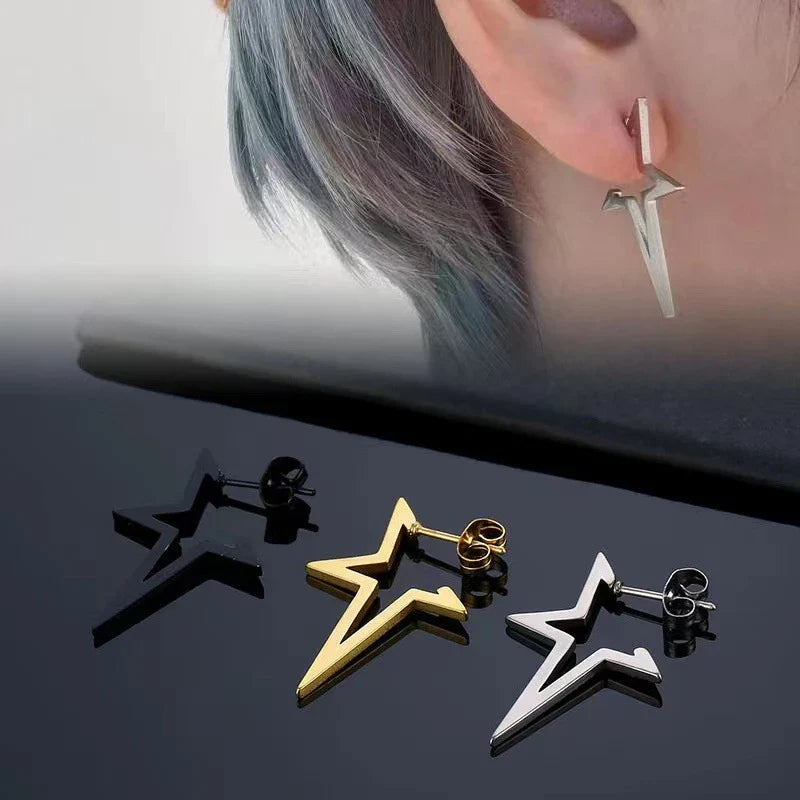 Aretes de Estrella de Clavo Estilo Punk plata