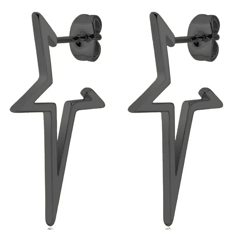 Aretes de Estrella de Clavo Estilo Punk negro