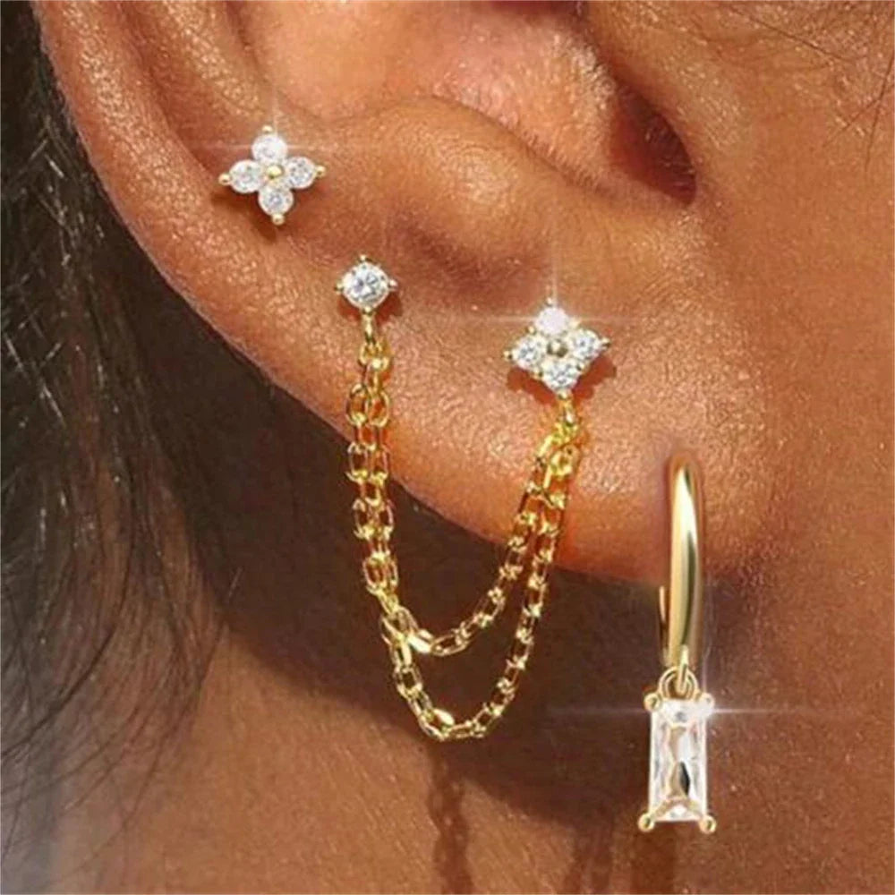 Aretes de Estrella con Cristal tipo Clavo
