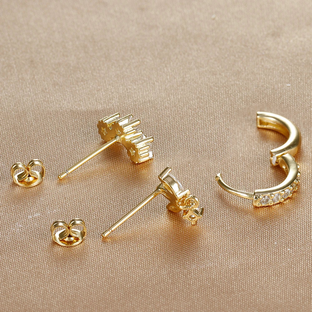 Aretes de Estrella de Zirconia para Mujer en Oro