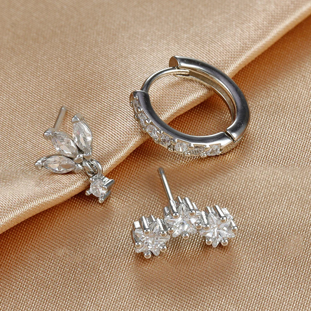 Aretes de Estrella de Zirconia para Mujer en Plata