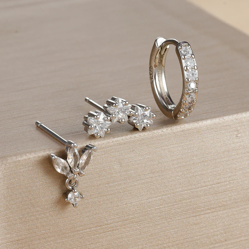 Aretes de Estrella de Zirconia para Mujer en Plata