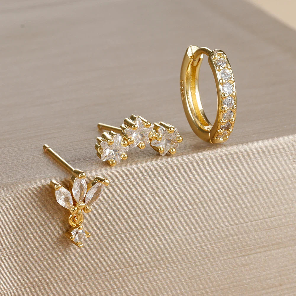 Aretes de Estrella de Zirconia para Mujer en Oro