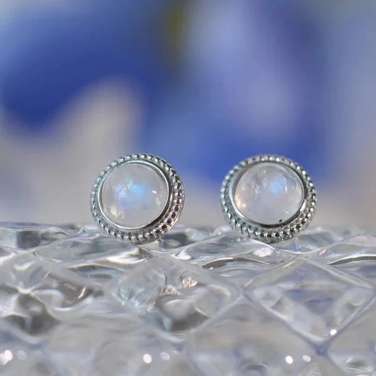 Aretes de Clavo para Mujer con Piedra de Luna