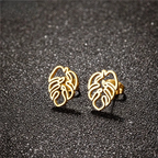 Aretes de botón Hoja de Palma oro