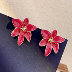 Aretes de Clavo Flor Roja