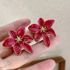 Aretes de Clavo Flor Roja
