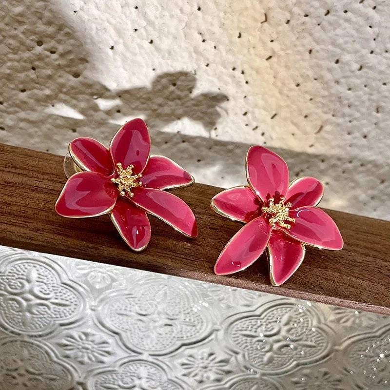 Aretes de Clavo Flor Roja